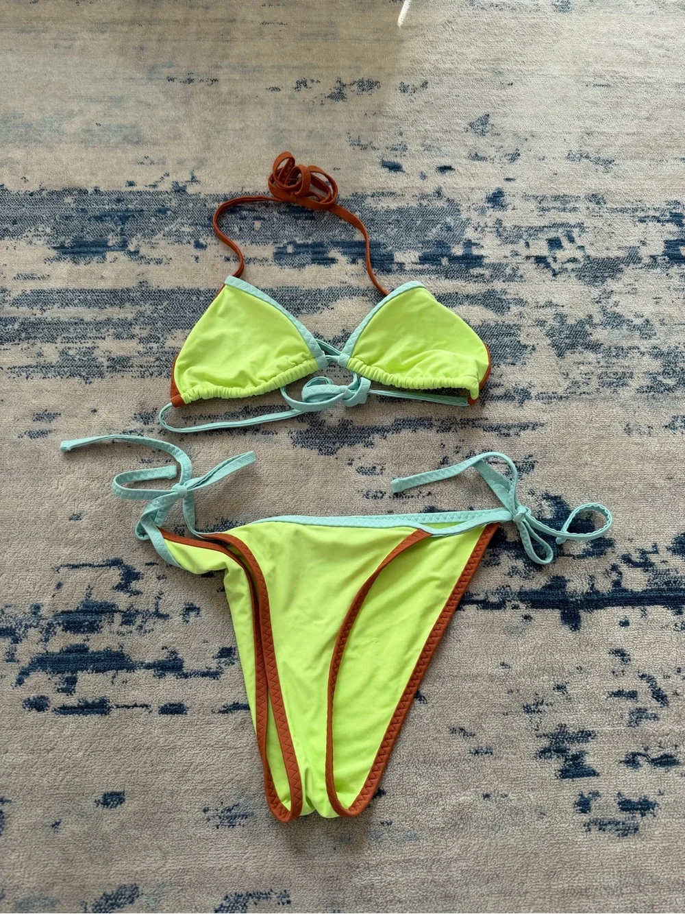Aerie Triangle Matching Bikini Set in Glow Bug XS